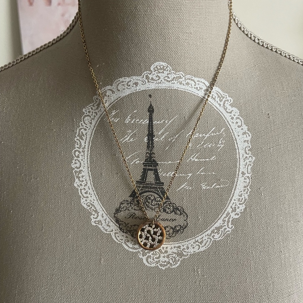 Coach Circle Logo Pendant with Gold Tone Necklace
